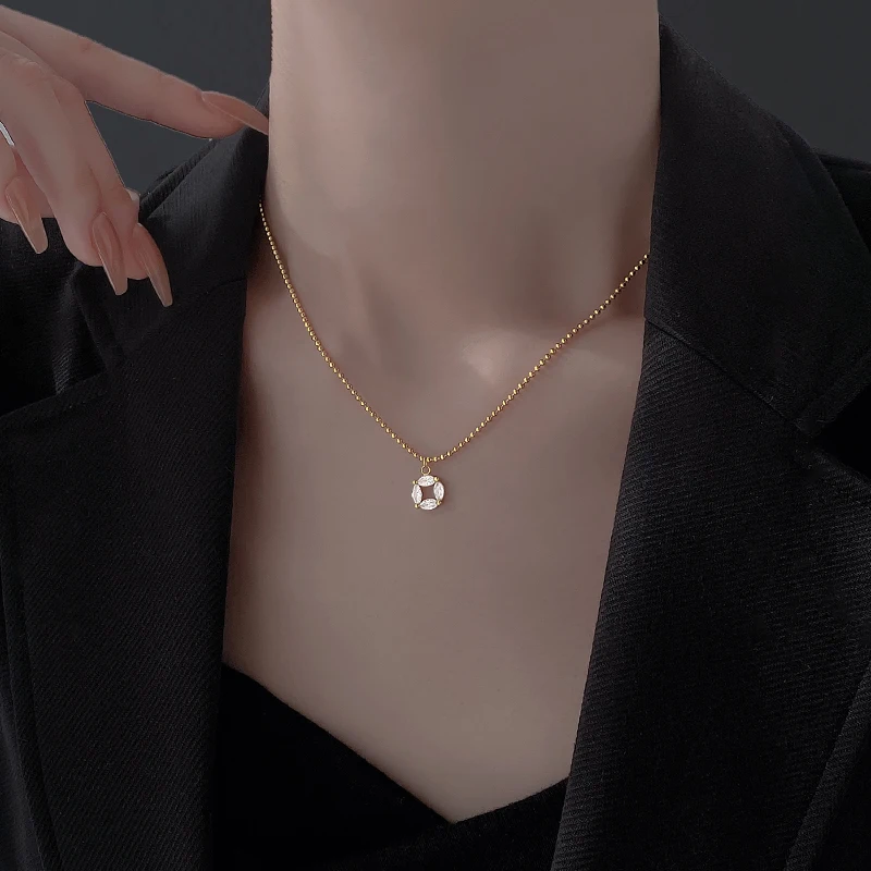 

925 Sterling Silver Round Brand Necklace Female Hao Shi Niche Design Sense Fashion Clavicle Chain Light Luxury Senior Choker