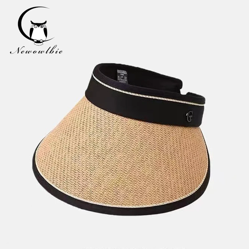 

New open-top sunshade hat Handmade straw hat UV protection Upf 50+ Ponytail Hat Beach hat Running golf bone sports cap Empty Top
