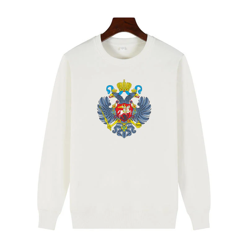 Классическая толстовка с круглым вырезом и бархатной подкладкой российский герб
