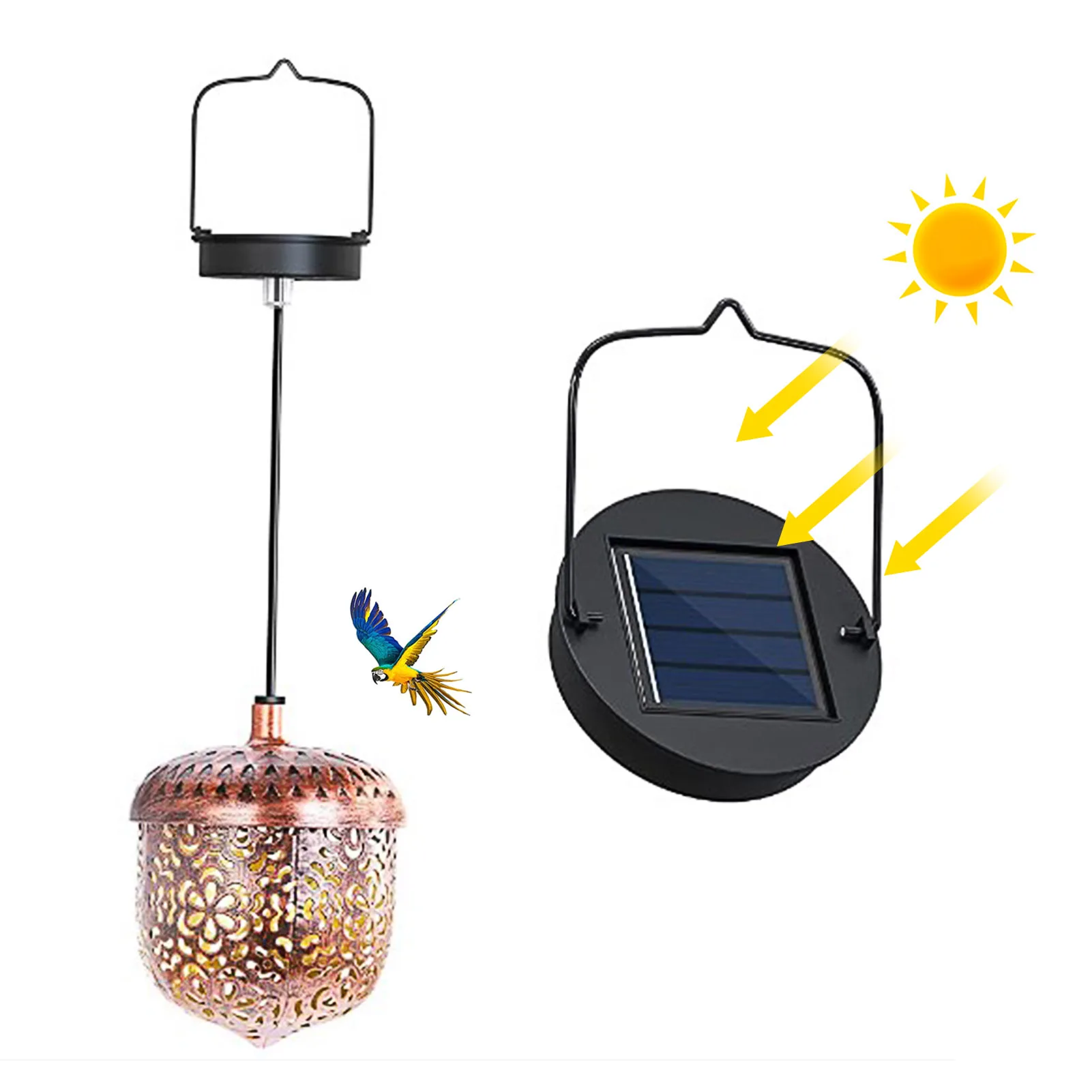 

Attractive Solar Light for Garden Outdoor Suspension Waterproof Solar Lantern Retro Metal Garden Decoration Hollowed-out Lamp