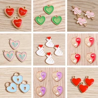 10pcs cute enamel love heart charms pendants for making necklaces earrings diy handmade keychain jewelry findings accessories