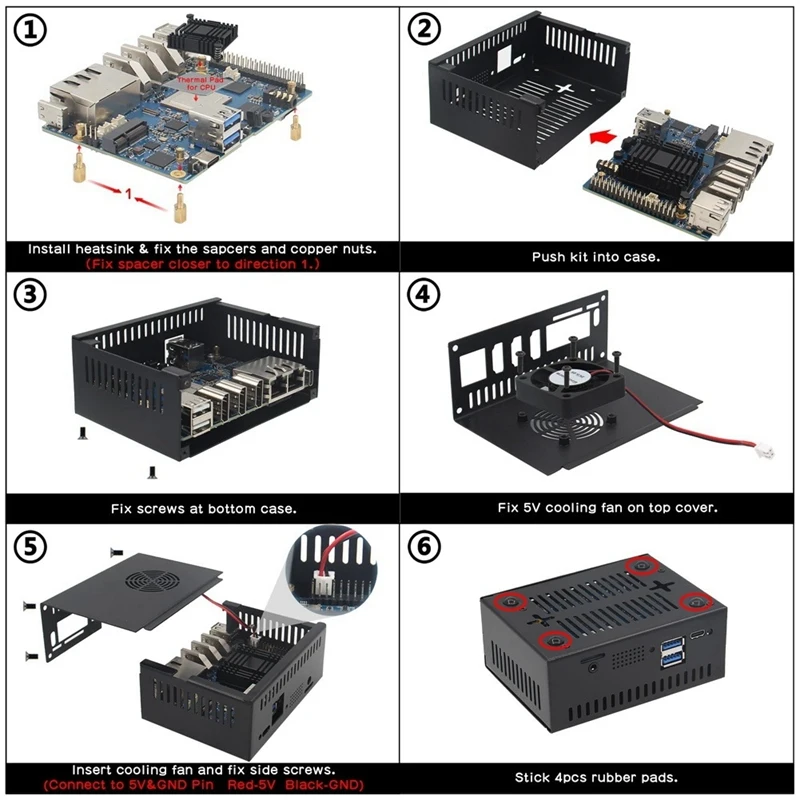 Для корпуса Orange Pi 5 Plus металлический корпус с охлаждающим вентилятором и