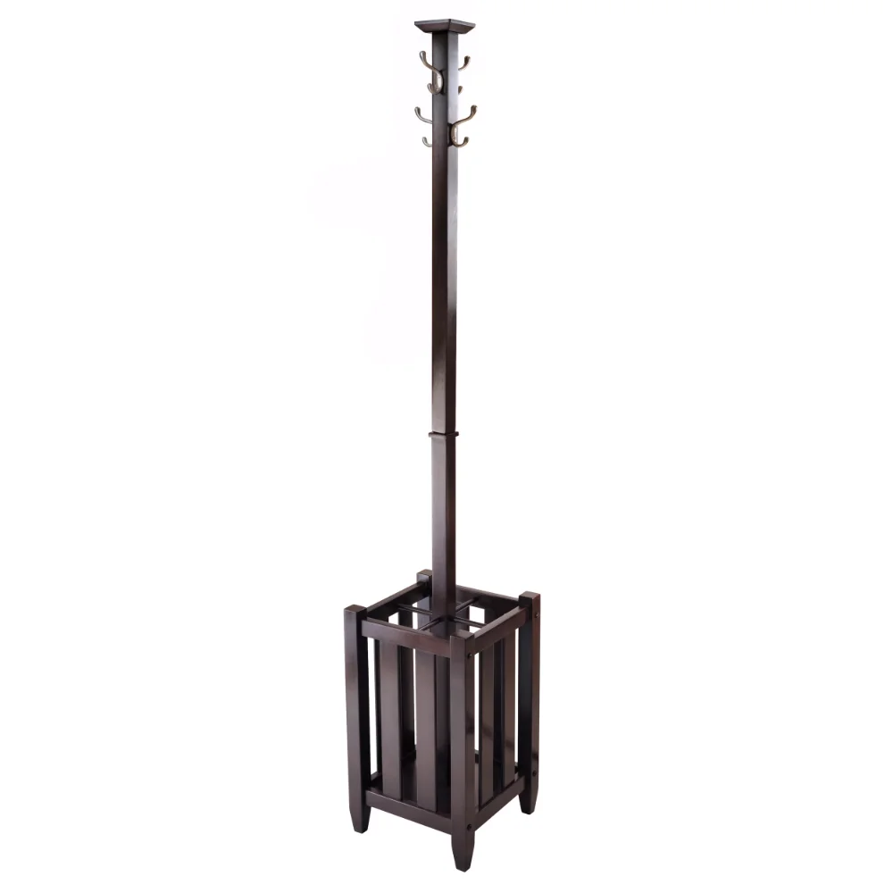 

Wood Memphis Coat Tree and Umbrella Rack, Cappuccino Finish Clothing Rack Stand Garment Rack Clothes Rack Stand