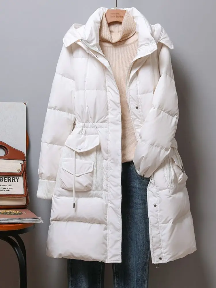 Women Long Down Jacket New Casual Style White Duck Down Jackets 2022 Winter sweet girl Coats And Parkas Female Outwear