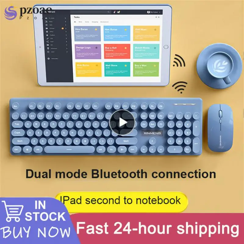 

Wireless 2.4g Laptop Keyboard Mute Mechanical Keyboard Mous Dual Mode Ergonomic Wireless Keyboard Mouse Set For Tablet Windows