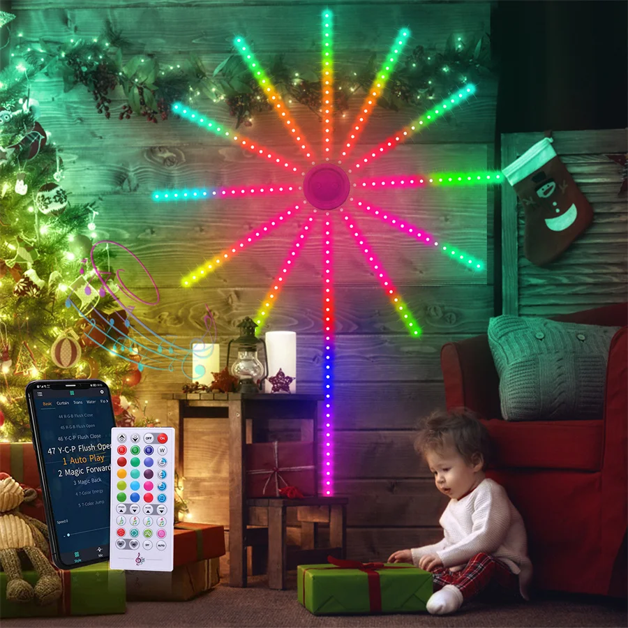 

Smart APP Control Fireworks LED Strip Light With Remote APP Firework Fairy Light Starbust Light for Room Party Holiday Decor