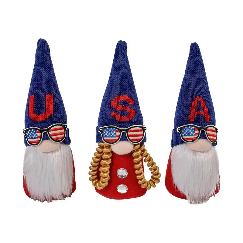 

4th Of July Gnomes American Independence Day Patriotic Dwarf Decorations Adorable Soft Patriotic Faceless Gnomes For Memorial Da