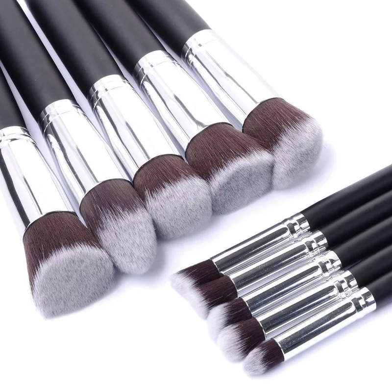 

HEALLOR New Arrive 10 pcs Synthetic Kabuki Makeup Brush Set Cosmetics Foundation blending blush makeup tool