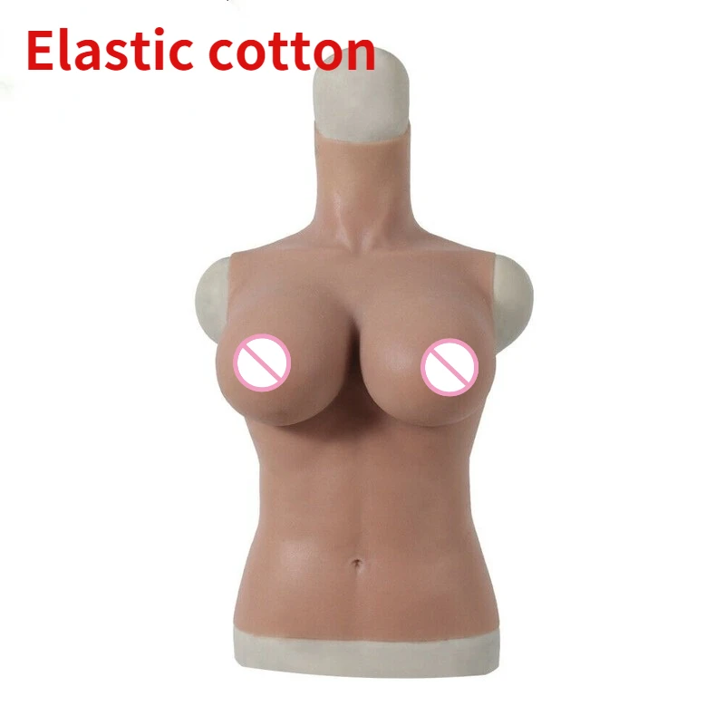 Elastic Cotton G Cup Half Body Fake Breast Form Enhancer for Crossdressers Drag Queen All Silicone