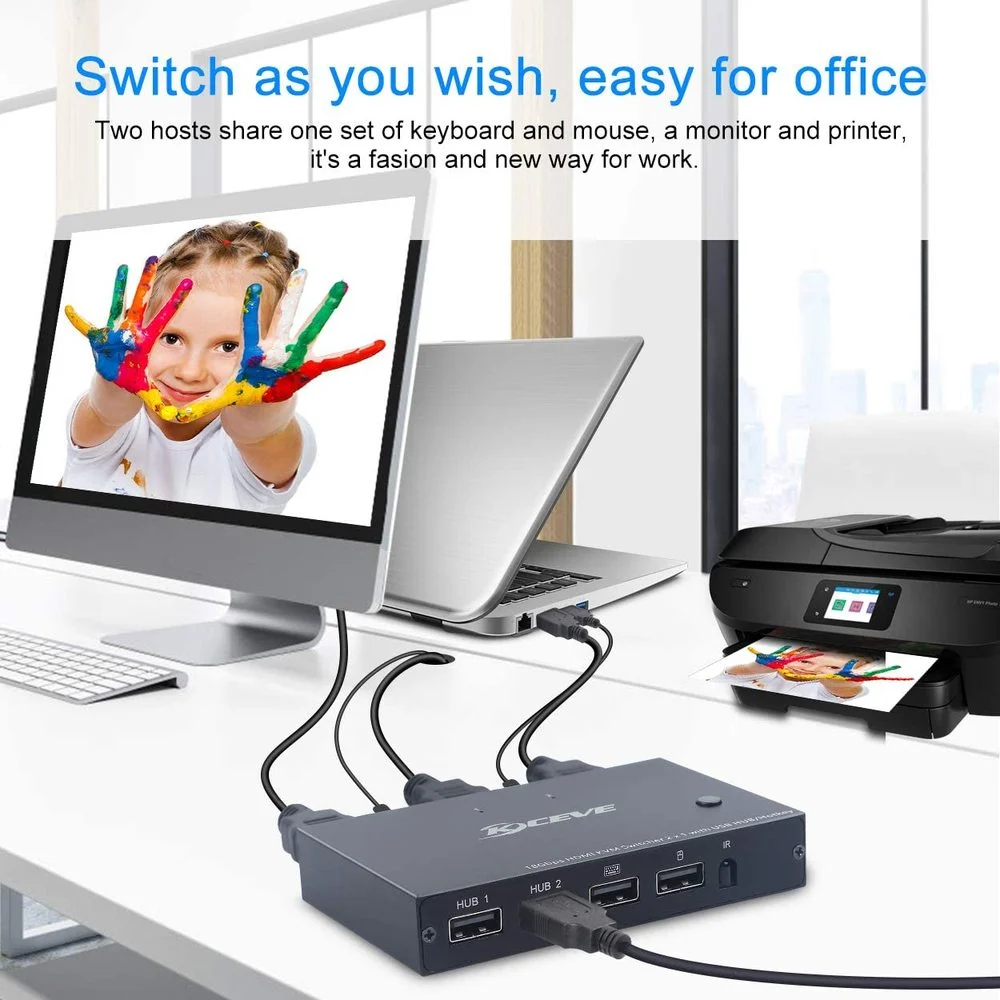 2 порта HDMI 0 KVM switch в 1 совместное использование USB-устройств переключатель для ПК