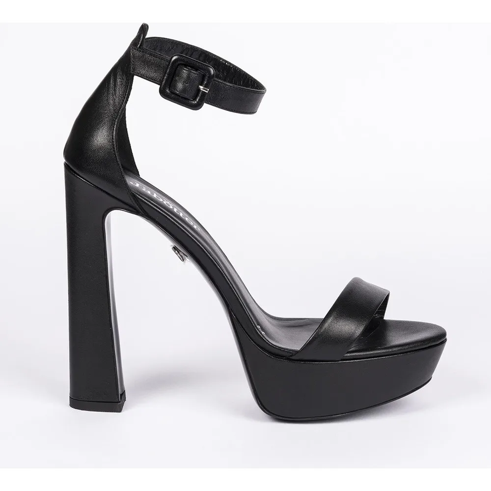 

Dorlie Desire Black Leather Platform Heels Shoes