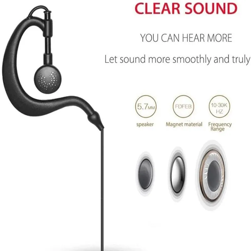 10 Pack Walkie Talkie 2 Pin K Head PTT Earpiece Headset Mic UV 5R/5RA/5RA+/5RB/5RC/5RD/5RE/5RE+ 666s 777s 888s Two-Way Radio