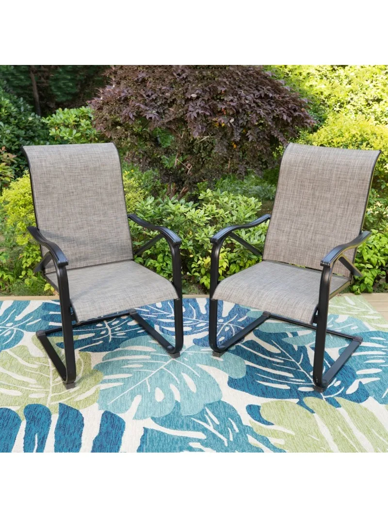 

Студийные обеденные стулья MF Studio из 2-х предметов для дворика C-spring, металлическая качающаяся рама с Textilene сиденьем, для геев и черного цвета