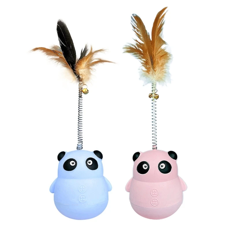 

Interactive Toy Automatic Tumbler with Feather Food Feeder Teaser Toy