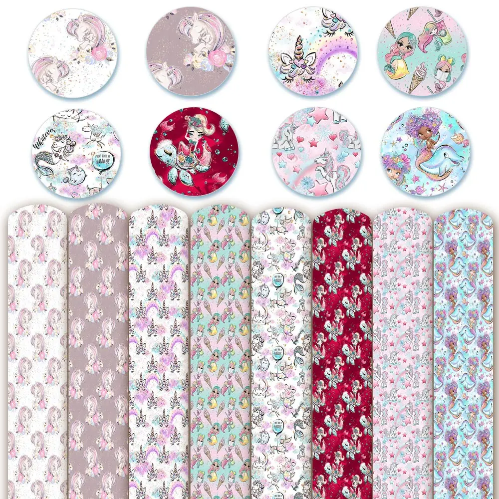 

Faux Leather Sheets Cartoon Unicorn Printed Synthetic Leather Fabric for Sewing Bows Making DIY Crafts Supplies 22*30cm/A4 1pc