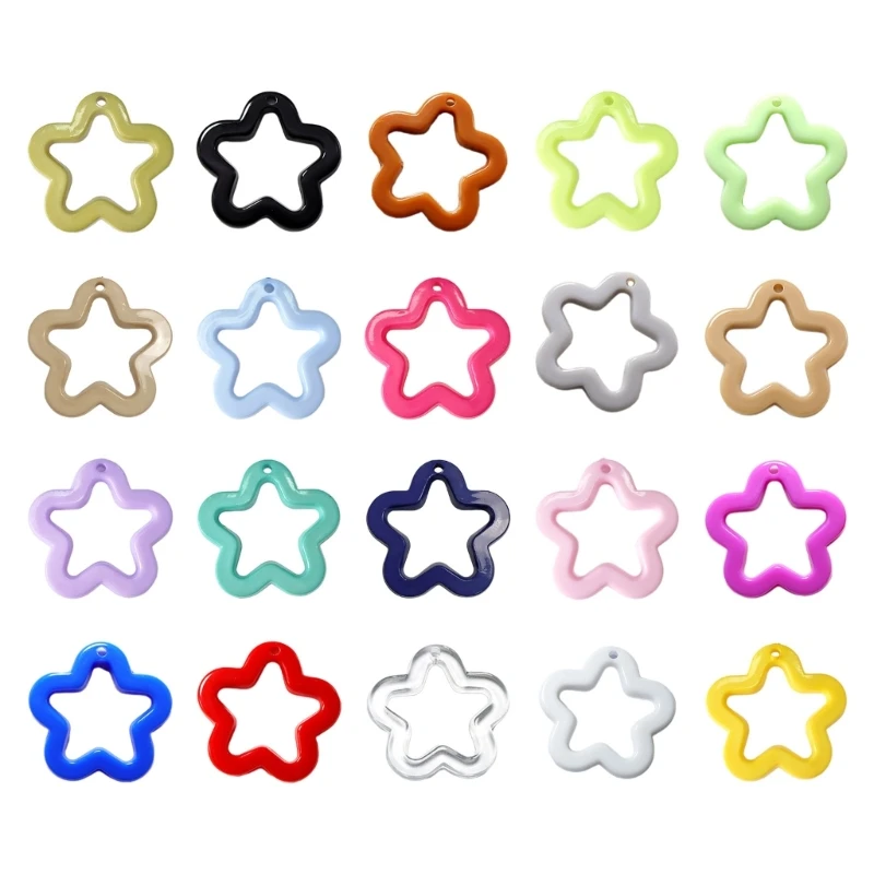 

Colorful Hollow Star Charm Necklace Pendant Bracelet Jewelry Making Handmade Crafts Diy Supplies 30x30mm 20 Color 634D