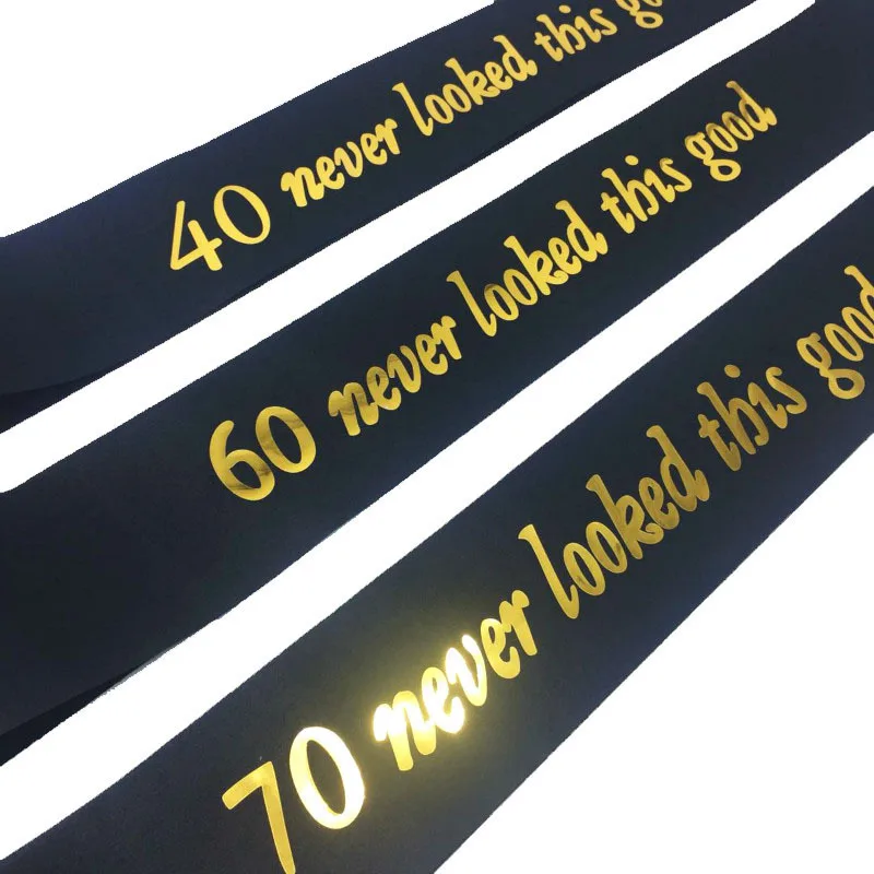 

Gold Glitter Happy Birthday Party Favor Sash 16 18 30 40 50 60 70 Satin Sash Birthday Gifts Bachelorette Party Decorations Adult