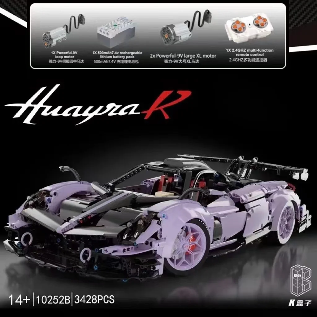 

High-tech 1:8 Pagani Huayra R Racing Car Remote Control Moc Bricks Technical Model Building Blocks Toys 10252B 3428pcs