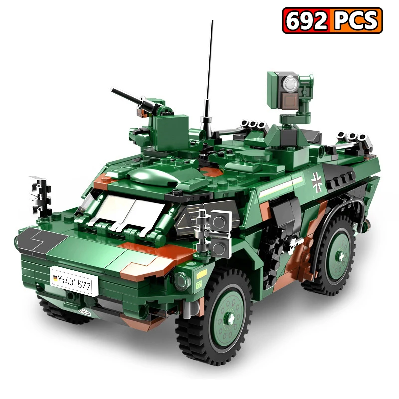 

Немецкий военный бронированный разведыватель WW2, полицейский автомобиль, кирпичи, игрушки для детей, подарки для детей