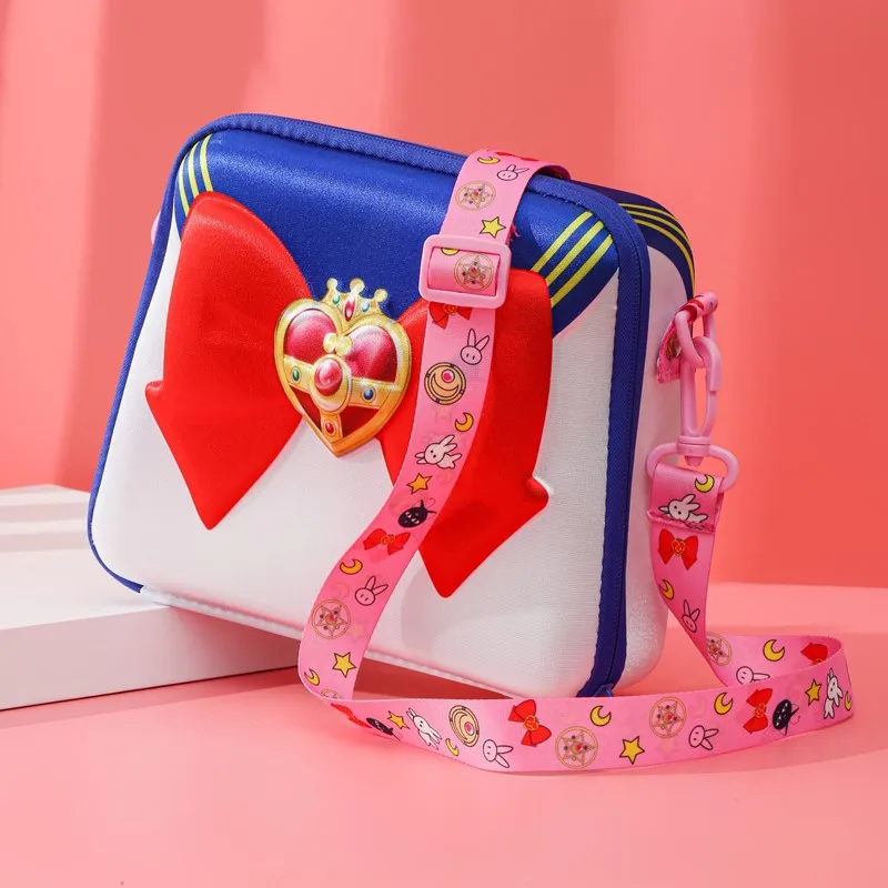 Makyaj çantası karikatür Sailor Moon 3D Stereo Net ünlü askılı çanta öğrenci büyük kapasiteli omuzdan askili çanta