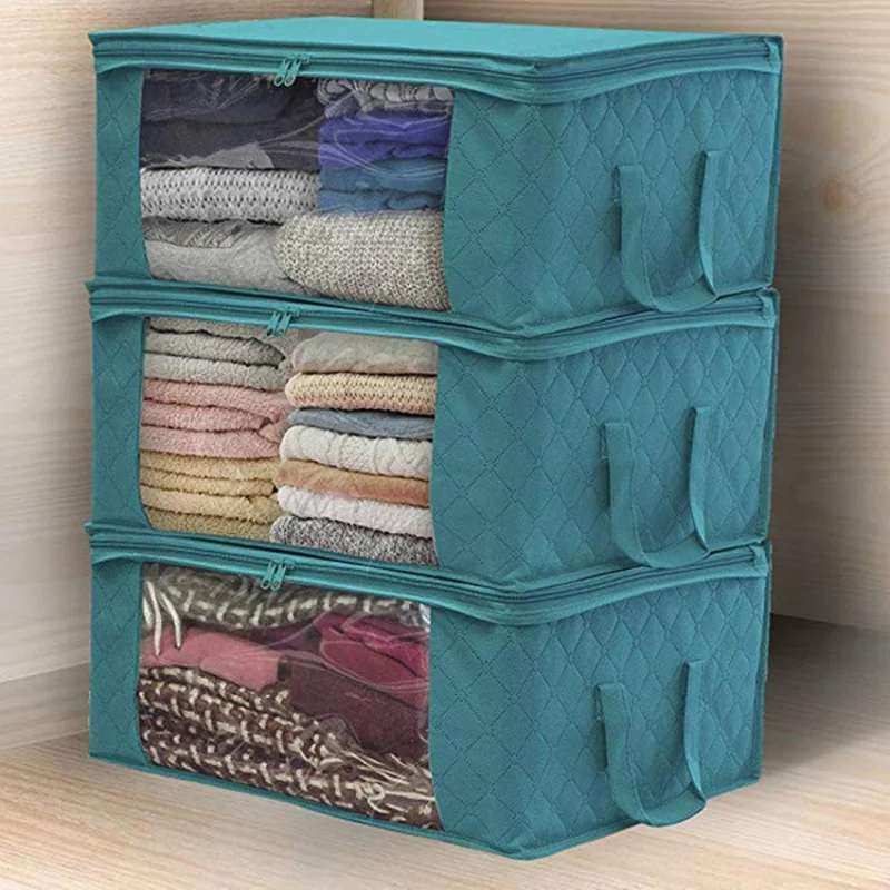 Non-woven Large-capacity Clothing Storage Box Folding Quilt Clothing Storage Box with Zipper Organeurs De Range