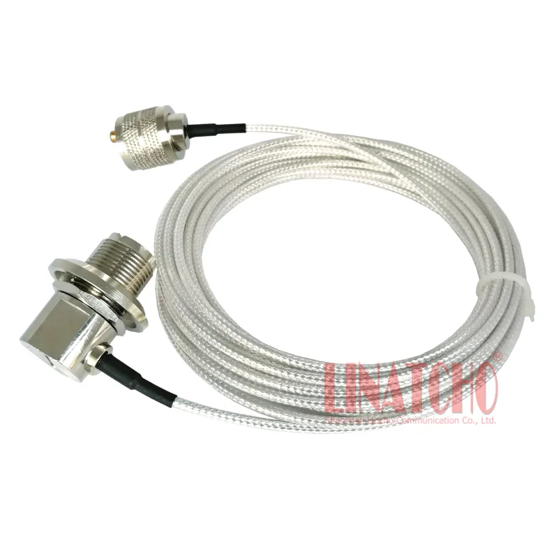 5 Meter White RG316 Low Loss Coxial Coated Car Radio PL259 UHF to M SO239 Antenna Extension Cable