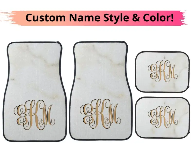 

Monogram marble print Car mats, custom name unique personal car personalized car mat car accessories floor mat car custom name g