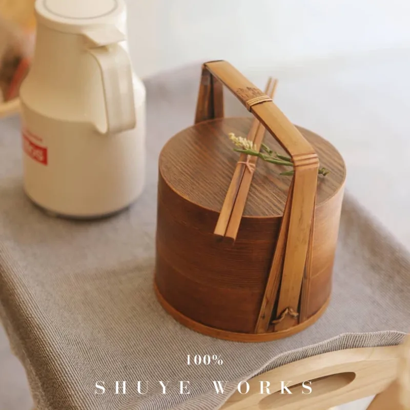 

Chinese Style Ancient Food Box Wooden Tea Storage Japanese Retro Bento Picnic Lunch Box Sushi Lunch Box Accompanying gift box