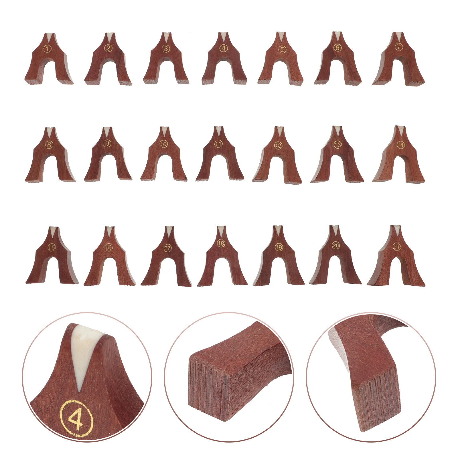 

21Pcs Durable Chinese Guzheng Bridges Wooden Premium Wood Guzheng Parts (Brown)