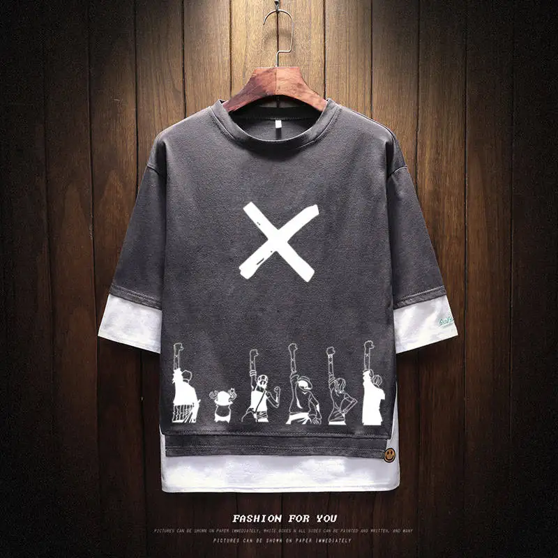 

Летняя цельная футболка, уличная одежда, Повседневный свитер с капюшоном, свободная Мужская футболка с мультяшным рисунком, Забавные топы, ...