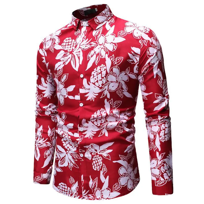 Mattswag Mens Blue White Printed T Shirts Spring Autumn Long Sleeve Fashion Men's Shirts Casual Slim Fit Camisa Hombre Clothing