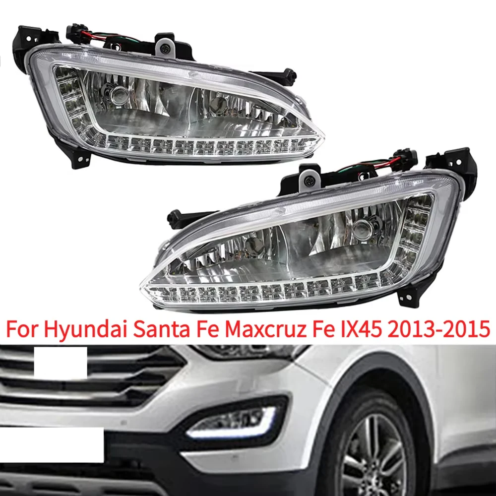 Фото 1 шт. Левая/Правая передняя светодиодная фара дневного света (DRL) для Hyundai IX45 Santa Fe 2013 2014 2015 №2