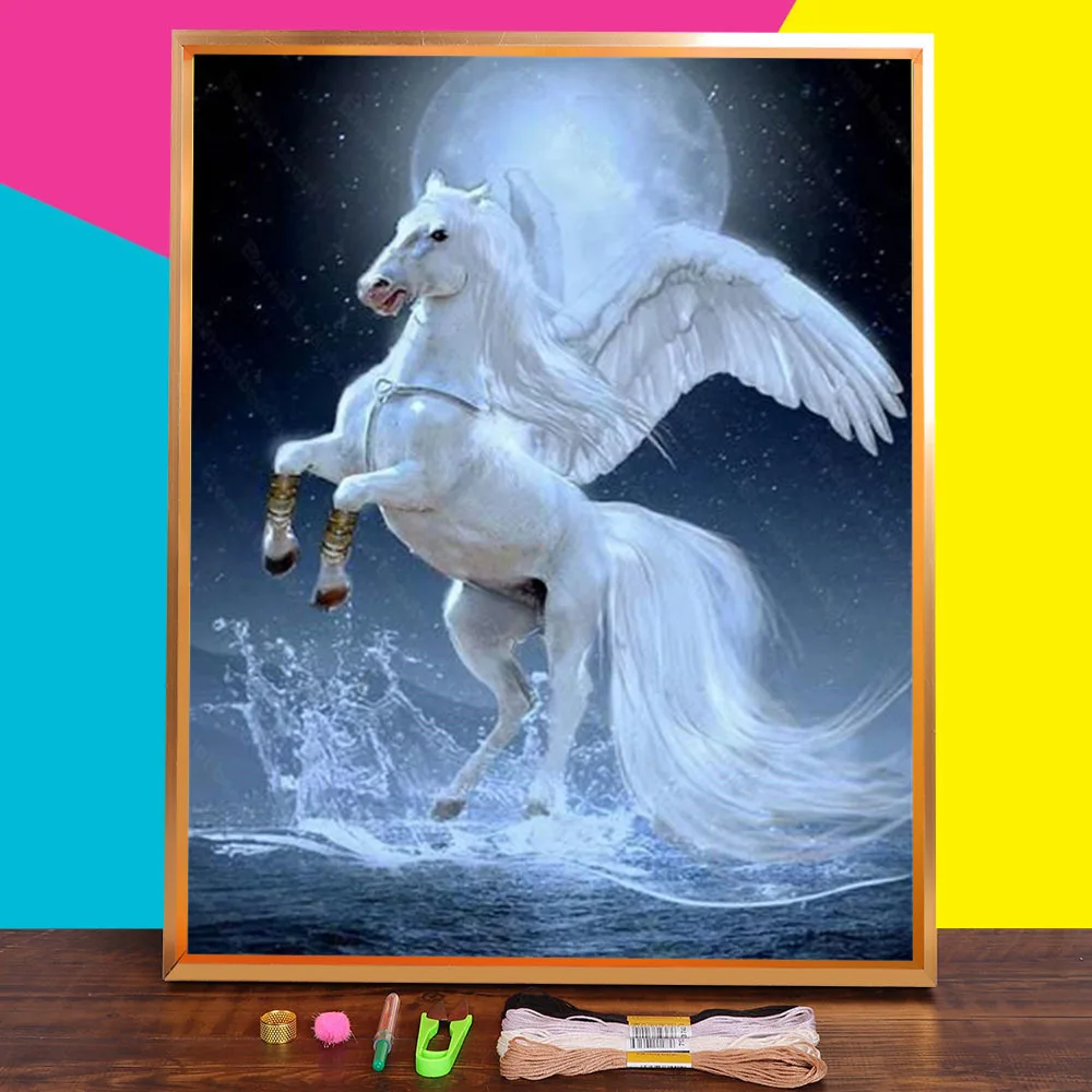 

Набор для вышивки крестиком 11CT, набор из мифических мультяшных персонажей из мультфильмов «зверь и девочка», летающие крылья, набор ниток DMC