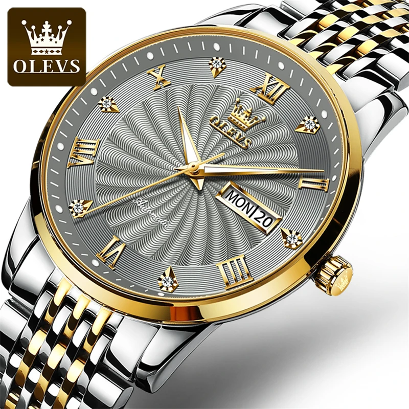 OLEVS Mens Watches Top Brand Luxury Automatic Mechanical Watch Sport Stainless Steel Waterproof Watch Men Relogio Masculino