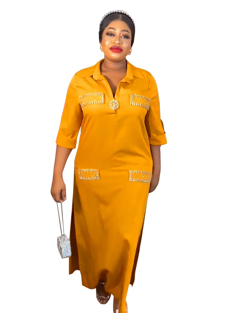 

Африканские платья с разрезом для женщин 2023, традиционная Нигерия, брошь, горячая Распродажа, кафтан, платье, абайя, мусульманский халат, женская одежда