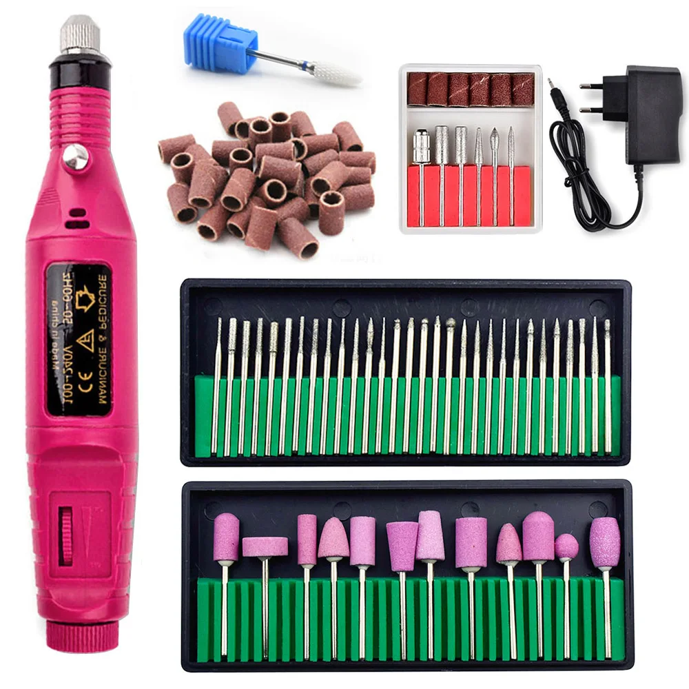 

Portable Electric Nail Drill Machine Electric File Manicure Set Pedicure Nail Gel Remover Professional Nail Polishing Tools