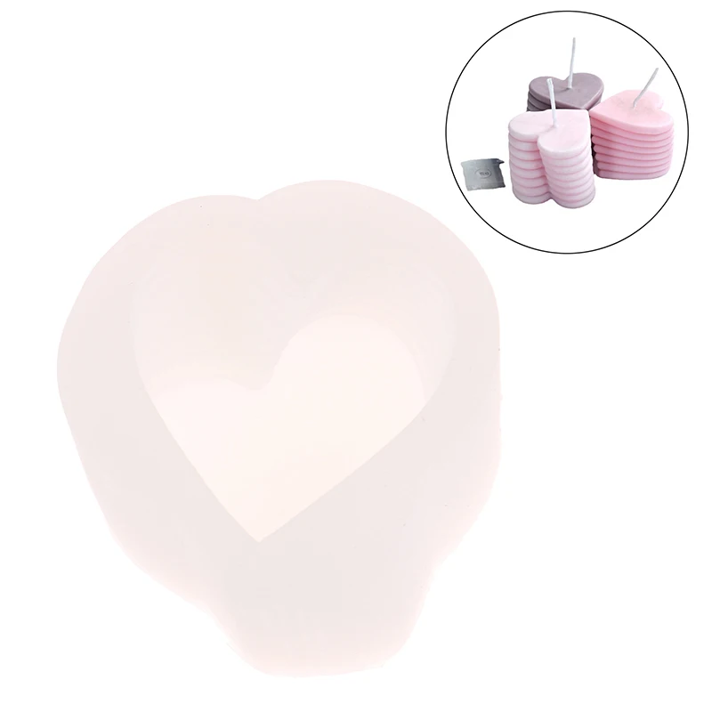 

1pc 3D Heart-shaped Candle Silicone Mold DIY Stacking Love Aromatic Candle Gypsum Process Resin Soap Cake Decoration Mold