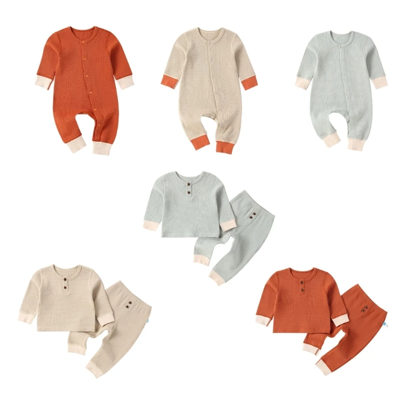 

Autumn Outfit Clothes Cotton Pullover Top Snap Closure Infant One-Piece Baby