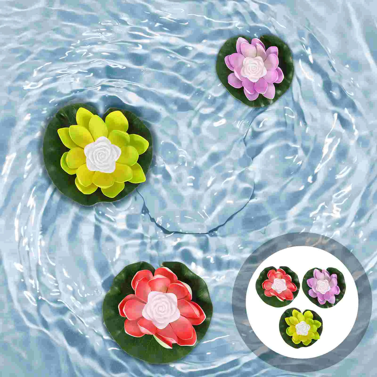 

Floating Lotus Light Lights Flower Lily Waterled Poolpond Lilieswaterproof Flowers Pad Holders Lamp Leaves Solar Pads Night Fake