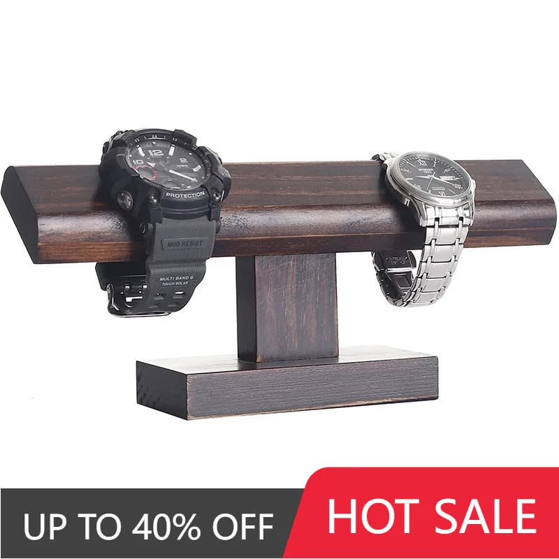 T-bar Wooden Microfiber Watch Stand, Bangles Watch Display Wooden Display Jewelry Accessory Stand
