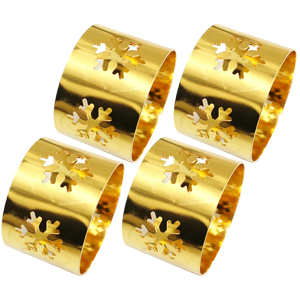

4 Pcs Dining Table Decor Accessories Napkin Holders Party Festival Supplies Alloy Circle Ornaments