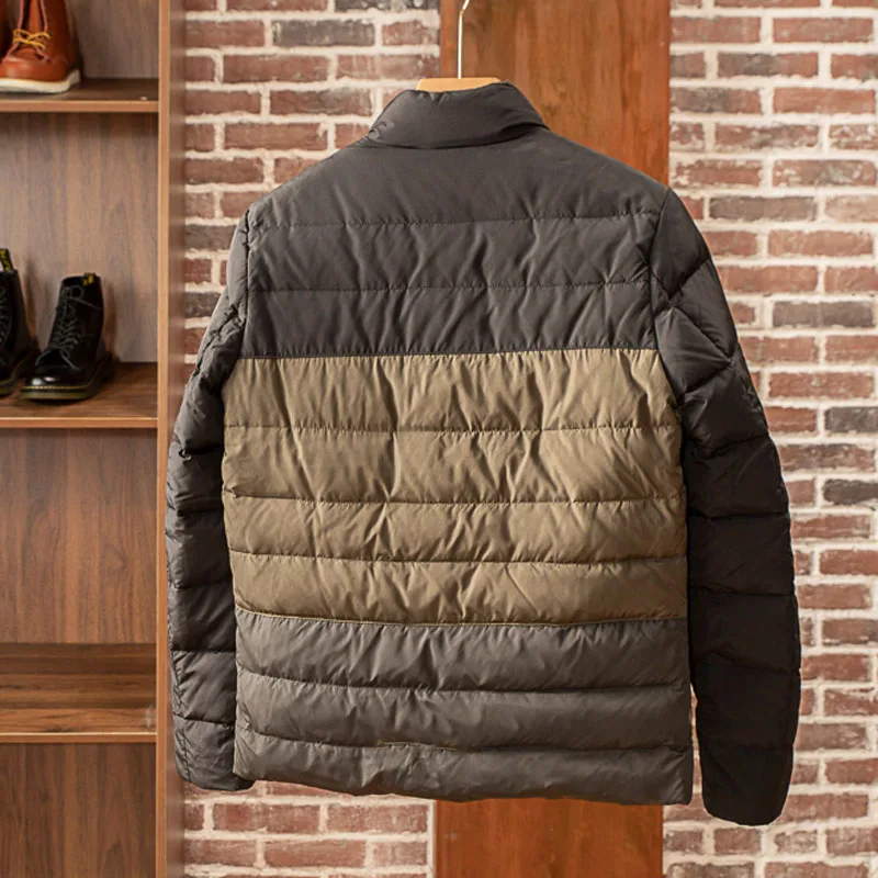 New Casual 2022 Men Duck Down Overcoat Padded Jacket Patchwork Color Block Winter Clothing for Male Plus Big Oversize 3XL XXXL