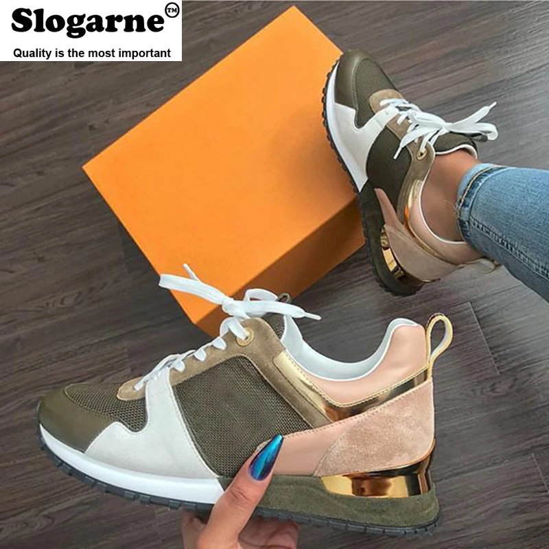 

Женские кроссовки на платформе, дышащие кроссовки из мягкой кожи и сетчатого материала, спортивная обувь для бега, большие размеры, 2022