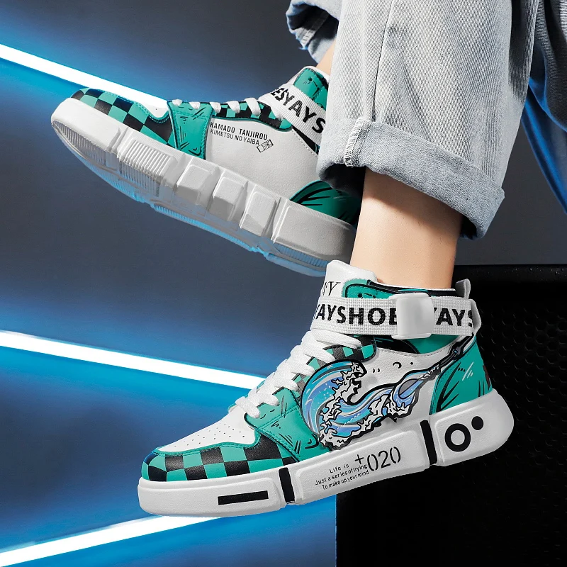 Мужские ботинки в стиле аниме повседневная обувь для скейтбординга дышащие