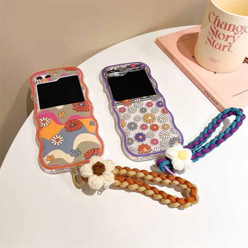 Креативный Красочный цветочный чехол для телефона Samsung Galaxy ZFlip 6 5 4 3 задняя крышка
