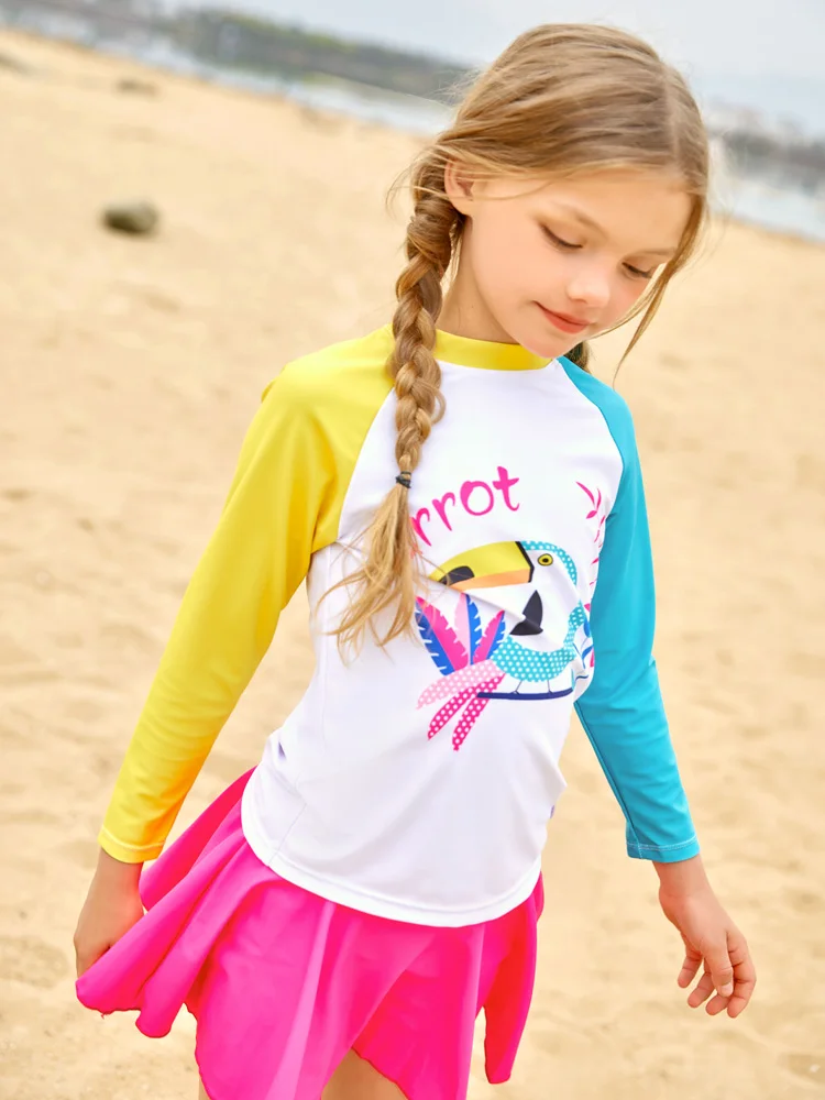 

Girls' swimsuits summer children's swimsuits long-sleeved sunblock swimsuits women split quick-dry Western style suits