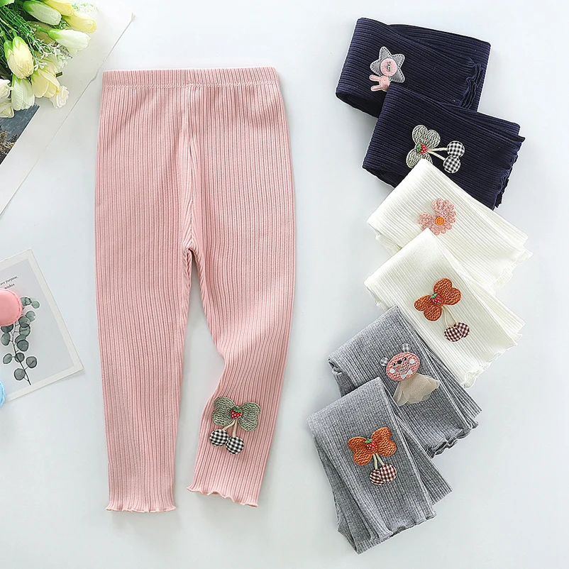 

Children Leggings Girl Pants 2022 Spring Fall Thin Outwear Solid Cartoon Butterfly Full Length Trouser Baby Kids Autumn Clothes