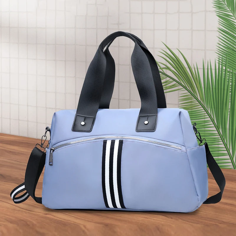

Fashion Vertical Stripe Briefcase Unisex Waterproof Travelling Bags Polyester Fabric Multifunction Large Capacity Handbag XA44B