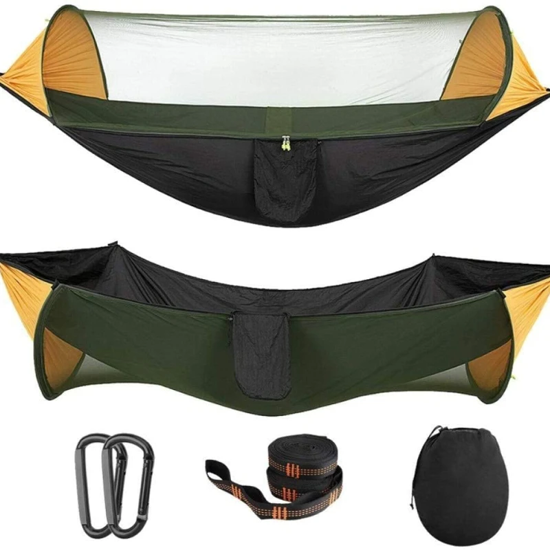 

Camping Hammock with Mosquito Bug Netting Packable Hammock with Tree Straps and Carabiners