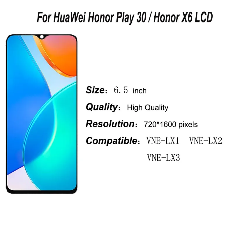 Фото Высококачественный дисплейный модуль (LCD+тачскрин) для Huawei Honor Play 30 (VNE-AN00) и Honor X6 (VNE-LX1) №2